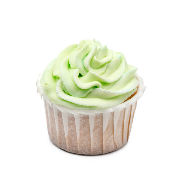 istock Mint cupcake without decoration on white background. isolated 1252718978