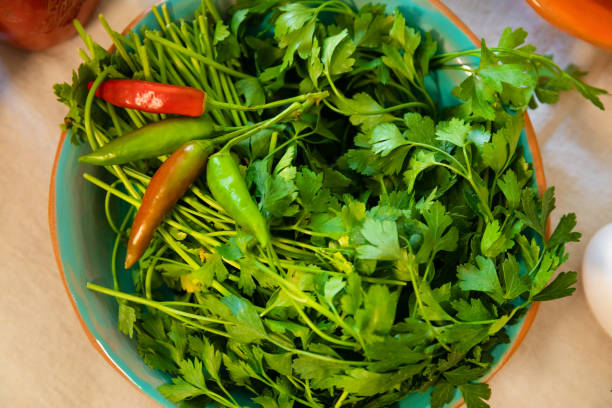 Assorted group of vegetables on a dark kitchen table