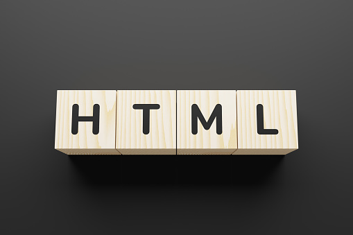 HTML word on a wooden blocks.
