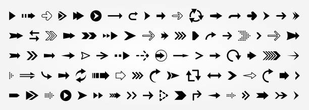 Arrow vector collection. Arrows big black set icons Arrow vector collection. Arrows big black set icons straight stock illustrations