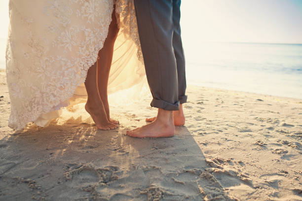 istock Bride and groom at the beach 1252724318