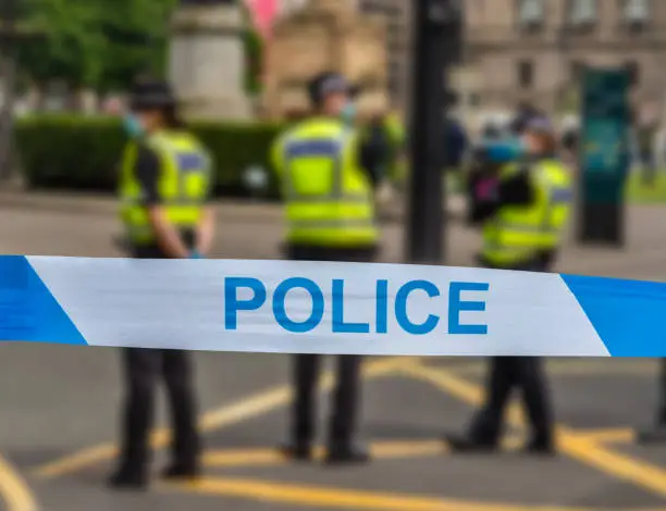 Police In Glasgow During An Incident Near George Square