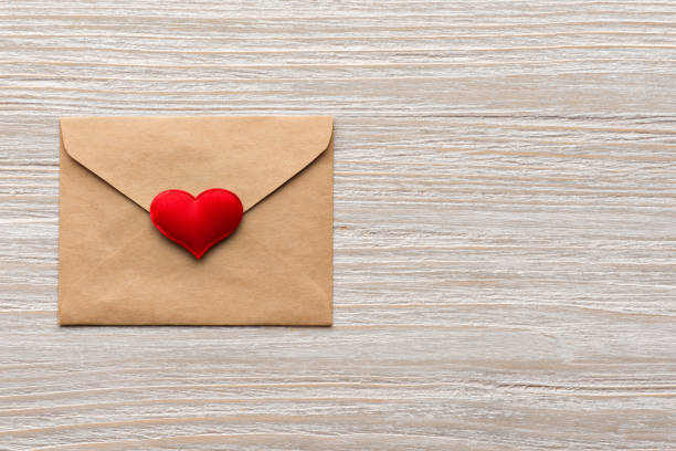 istock Envelope with heart, background top view. Valentines Day. 14 february. 1252733986