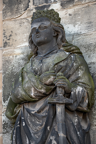 Antico Ritratto Statua Di Un Cavaliere Principessa Come Guardiano Nella