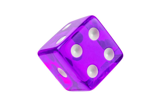 istock Violet dice glass isolated on white without shadow, close-up 1252735417