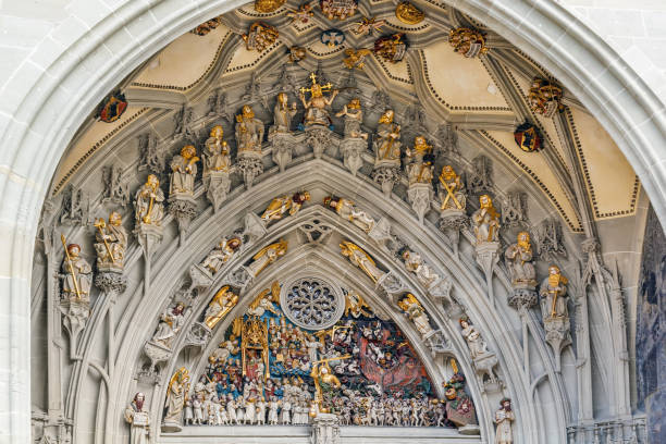 Tympanum of main portal of Bern cathedral, Swizerland