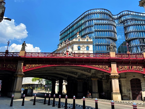 London, United Kingdom - June 26 2020: Holborn Viaduct bridge street view daytime