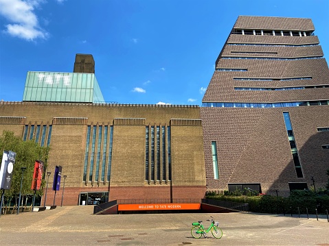 London, United Kingdom - June 26 2020: Tate Modern building exterior daytime with clear blue sky