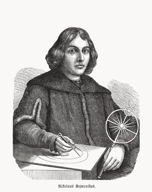 illustrazioni stock, clip art, cartoni animati e icone di tendenza di nicolaus copernicus (1473-1543), matematico e astronomo prussiano-polacco, xilografia, pubblicato nel 1893 - nicolaus