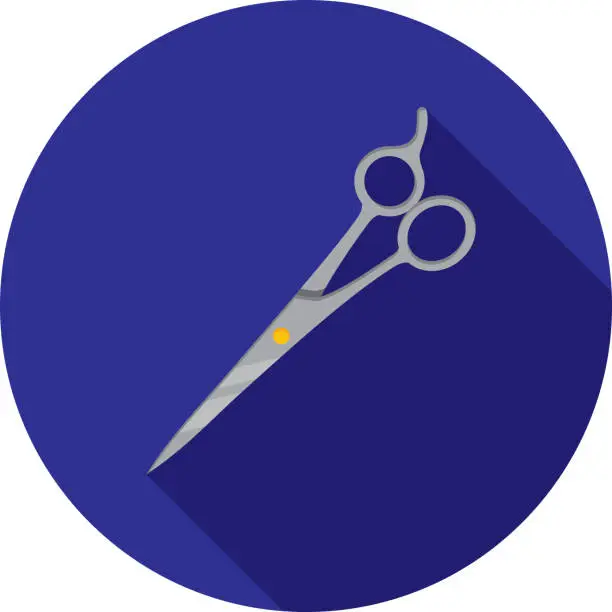 Vector illustration of Hair Cutting Scissors Icon Flat Circle