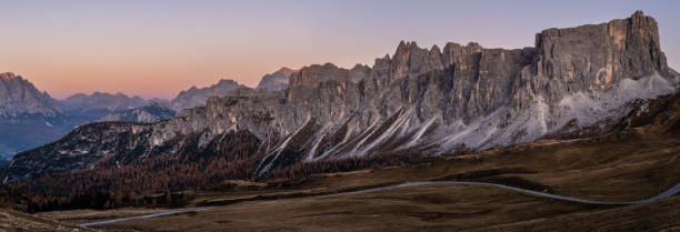 istock Mountain evening dusk peaceful panorama from Giau Pass. 1252756294
