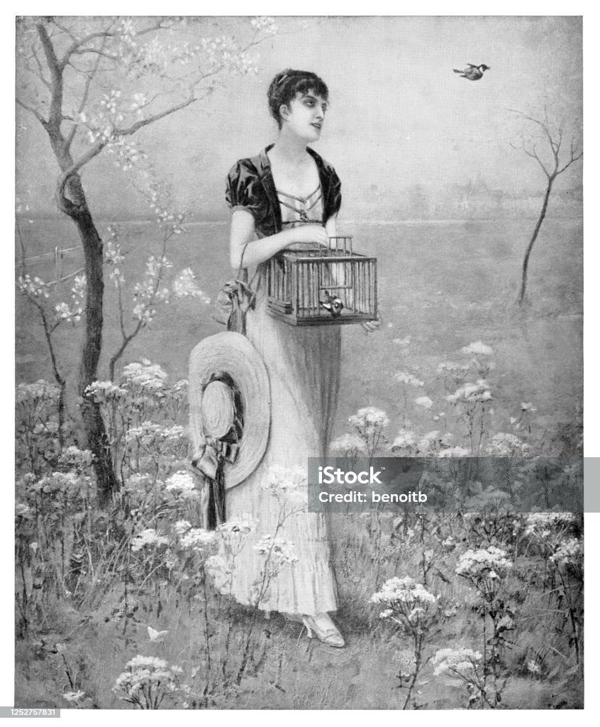 Spring Walk Portrait Spring Walk Stock Illustration - Download Image Now - 19th Century ...
