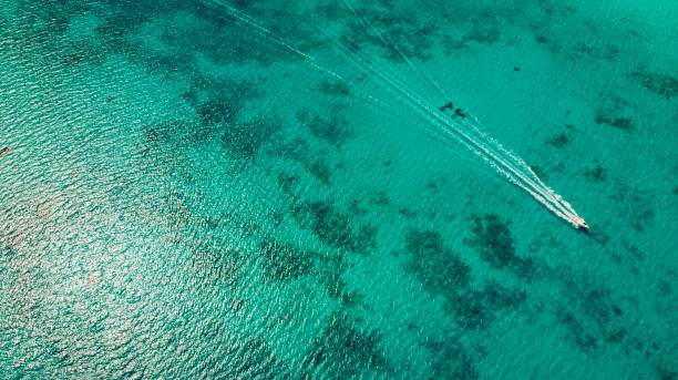 istock aerial view upon ocean and boat 1252759257