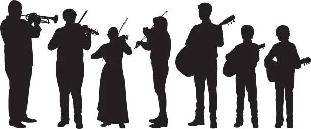 Vector illustration of Spanish Musicians Silhouettes