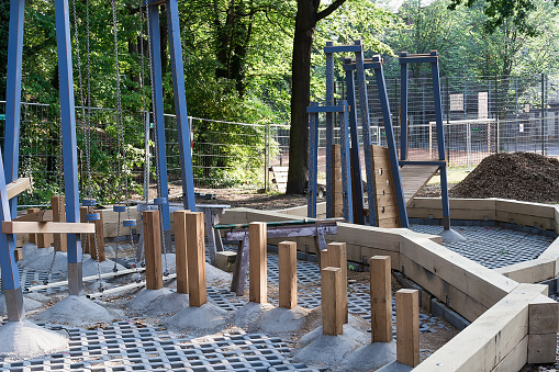 Concreting of structural elements on a sports playground