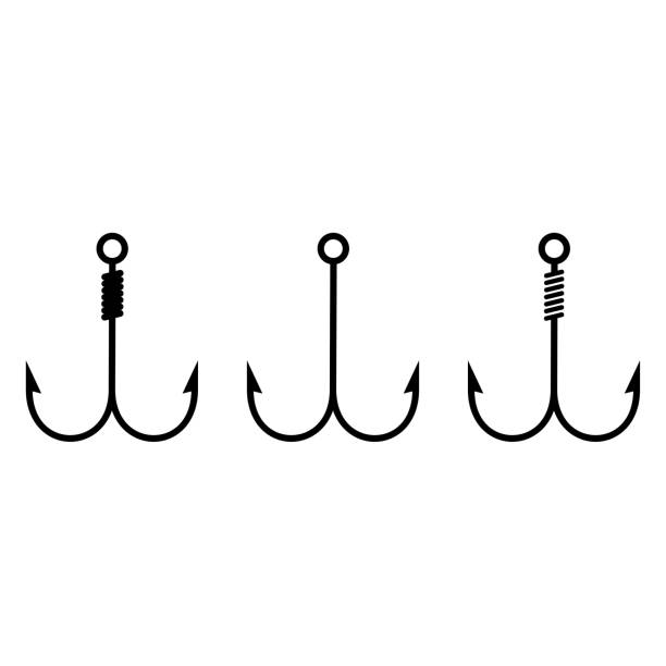 Fishing Double Hook Vector Illustration Set On White Stock Illustration -  Download Image Now - iStock