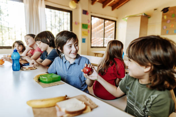 istock primary school kid in canteen between the classes after coronavirus lockdown 1252770880
