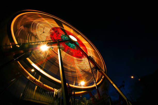 Fairground at night.