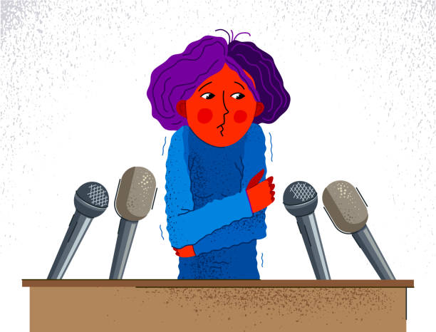 Glossophobia Fear Of Public Speech Vector Illustration Girl Surrounded By  Microphones Scared In Panic Attack Psychology Mental Health Concept Stock  Illustration - Download Image Now - iStock