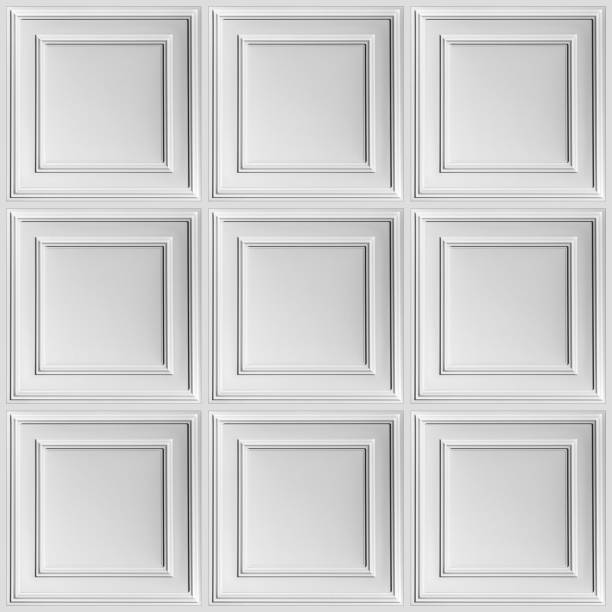 Seamless Rigid vinyl white ceiling square shaped tiles texture