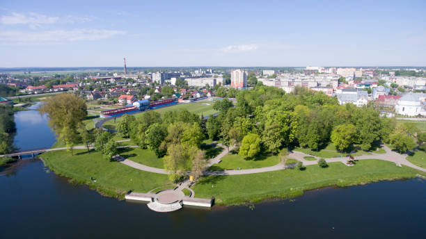 istock View from the drone. A small town in Eastern Europe. 1252781742