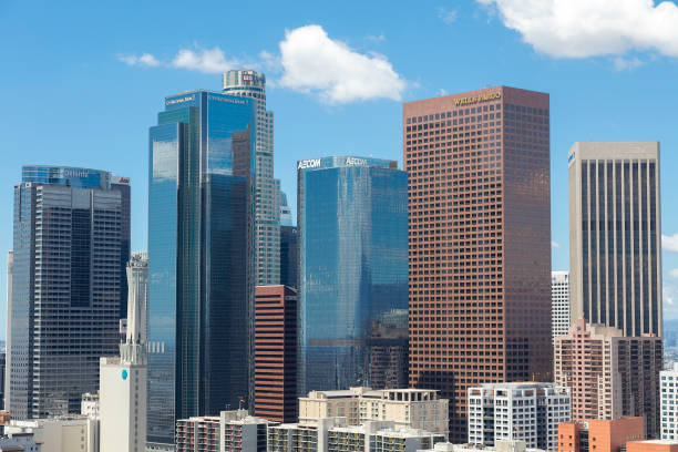 Financial district, business center Century City in Los Angeles, aerial view, California, USA.