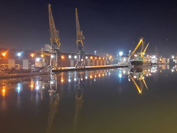 istock Container terminal in the evening. Port Hull im England 1252787423
