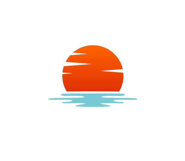 Sunset icon This illustration/vector you can use for any purpose related to your business. lake water stock illustrations