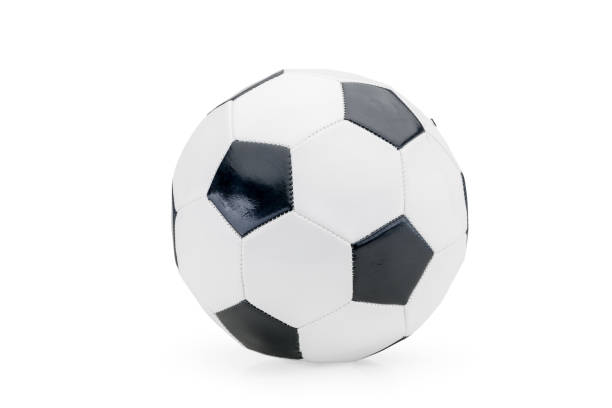istock Sports equipment and leisure activity concept with a black and white generic classic leather football or soccer ball isolated on white background 1252803742