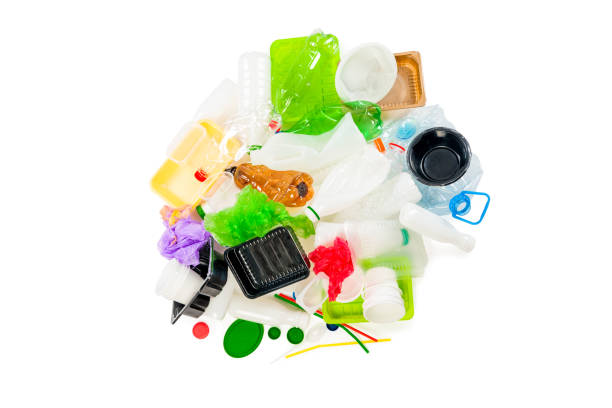 istock Recycled plastic waste on a white background, the concept of the environmental problem of mankind 1252803810
