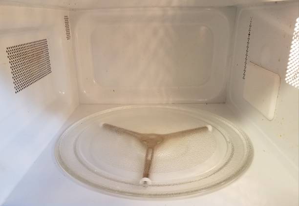 istock inside of dirty white microwave with turntable 1252804006