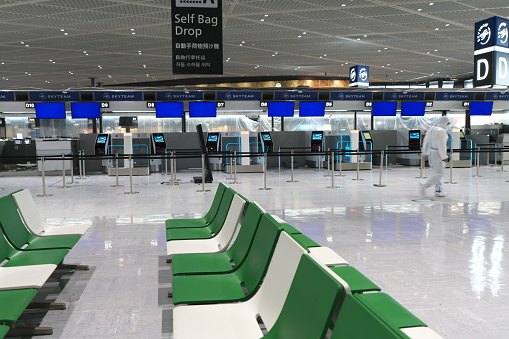 Chiba,Narita-June 18, 2020: Vacant Narita International Airport First Terminal Departure Floor