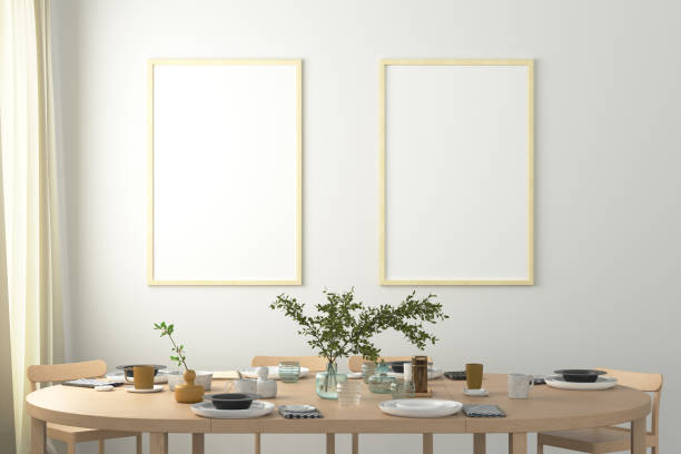 istock Vertical blank poster on wall in interior of modern dining room 1252804698