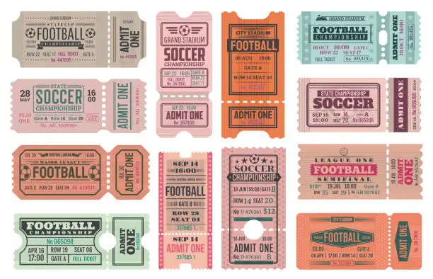 Vector illustration of Soccer or football admit one ticket templates