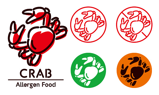 Crab Icon Food Allergy Allergen Stock Illustration - Download Image Now