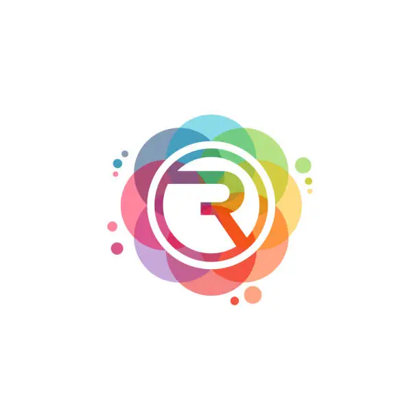 Vector illustration of Colorful R logo vector, fast R logo designs template, design concept, logo, logotype element for template