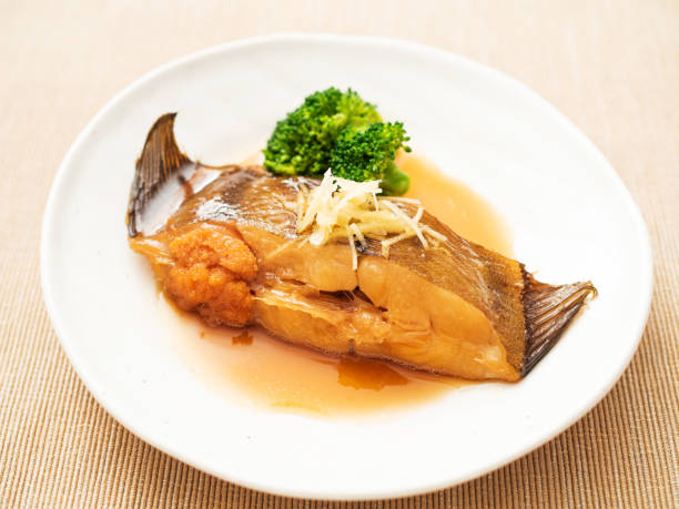 istock Japanese simmered flounder on plate 1252808251