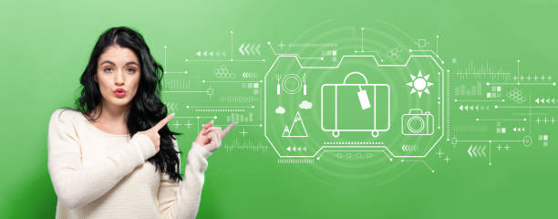 istock Travel theme with young woman 1252809509