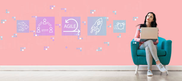 istock Agile concept with woman using a laptop 1252809557