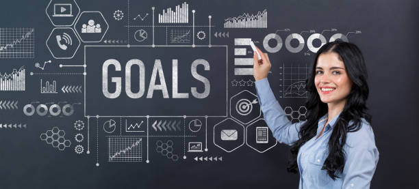 istock Goal concept with young woman 1252809566