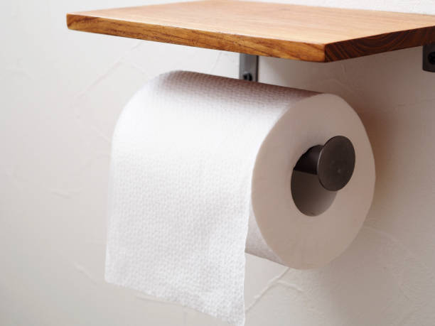 Roll of toilet paper on a holder
