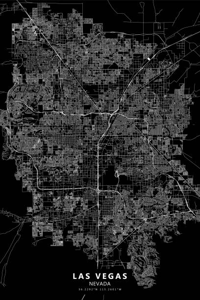 illustrazioni stock, clip art, cartoni animati e icone di tendenza di mappa vettoriale di las vegas, nevada, usa - nevada map las vegas metropolitan area cartography