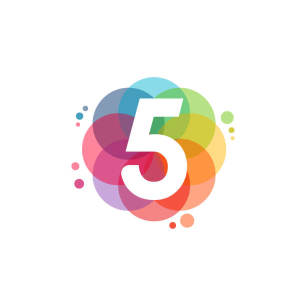 ilustrações de stock, clip art, desenhos animados e ícones de abstract 5 logo designs concept vector, colorful number 5 logo designs - banner anniversary vector button