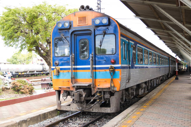 istock The train stops at train stations for passengers traveling in Thailand 1252830666