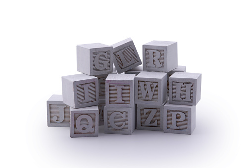 alphabet toy blocks with clipping path