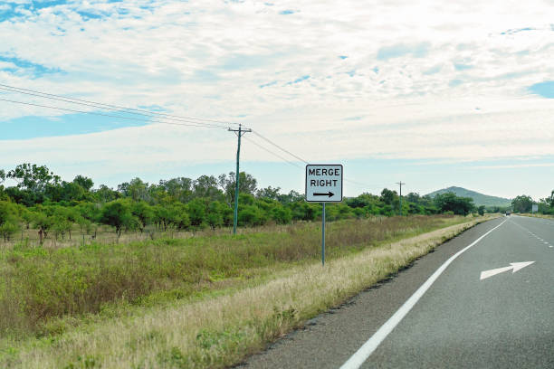 istock Merge Right Highway Sign 1252839414