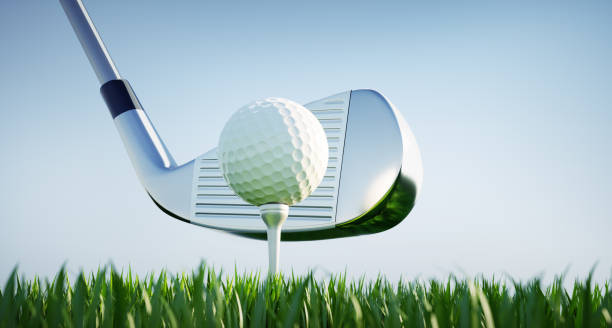 ゴルフモティフ - クローズアップ - golf ball tee golf ball ストックフォトと画像