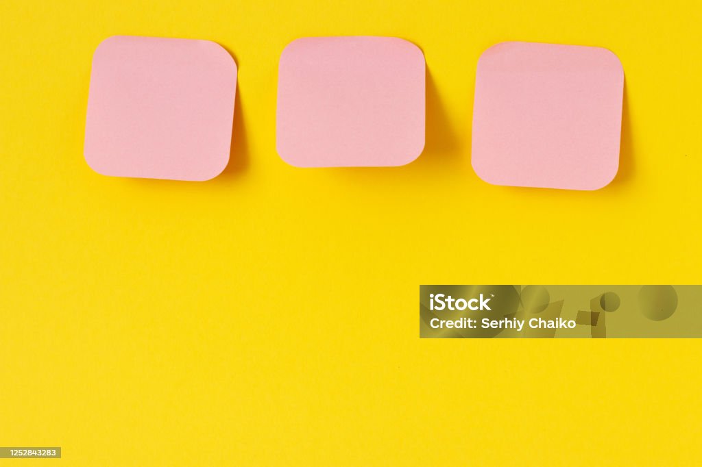 Notes Yellow/pink Pink Notes On Yellow Background With Copyspace Paper Notes On Stickers ...
