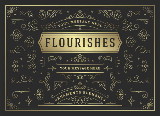 Vintage ornaments swirls and scrolls decorations design elements vector set, flourish ornate calligraphic combinations for retro design, greeting cards, certificates borders, frames and invitations.