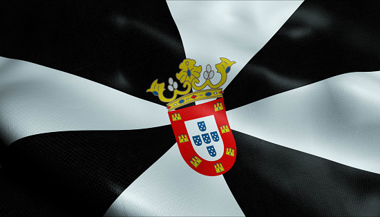 3D Waving Spain City Flag of Ceuta Closeup View